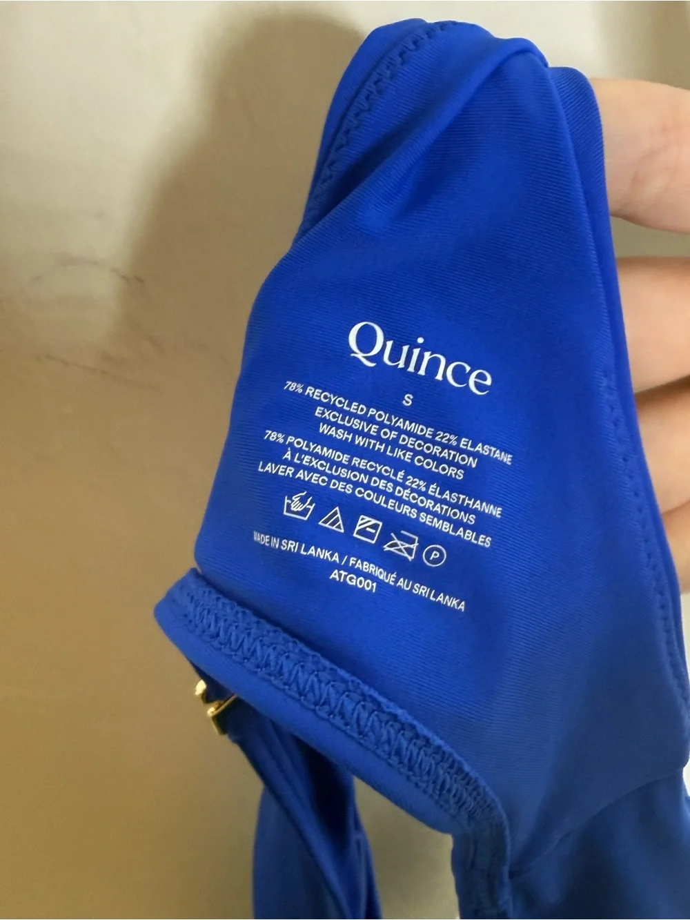 Quince Italian Plunge Bikini Top Electric Blue nwt size small beach vacation